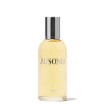 Bottle of Ausonia perfume with a silver cap on a white background