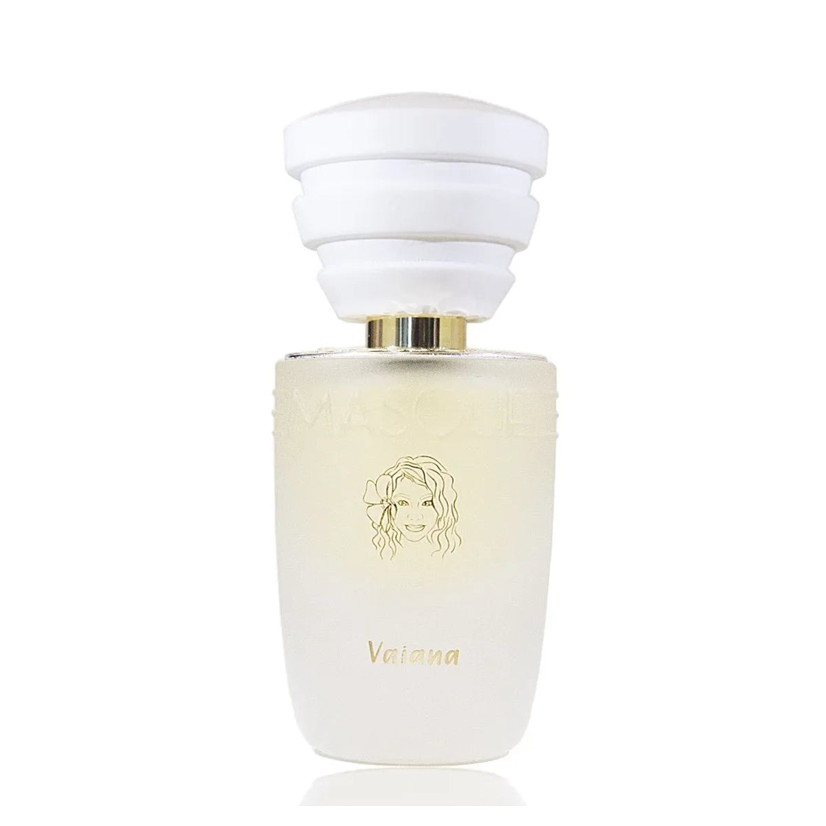 Vaiana by Masque Milano in a White perfume bottle with gold cap on a white background
